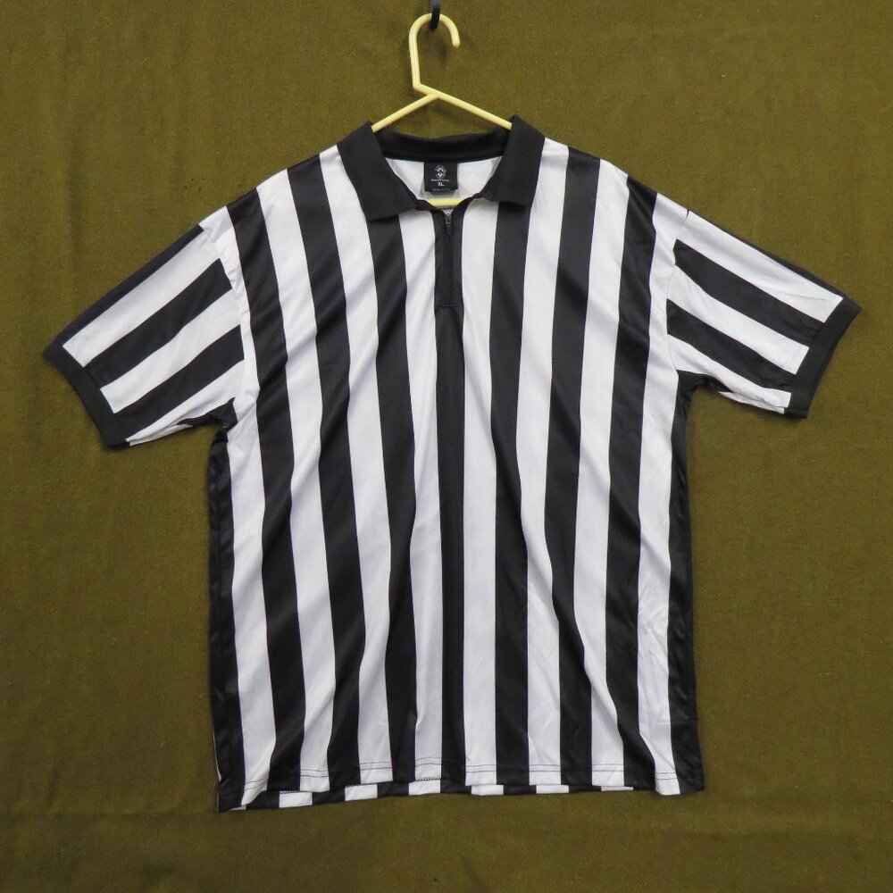Shinestone Men's Short Sleeve Referee Shirt Quarter Zip Size XL